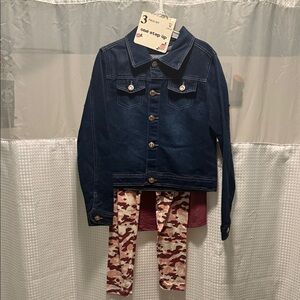 One Step Ahead Kids Jean Jacket - Leggings & Shirt “Inspire Change” 10/12